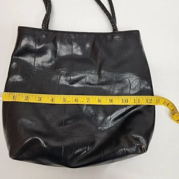 A. Gianneti Vintage Italian Leather Black Croc Embossed Handbag - Picture 5 of 10